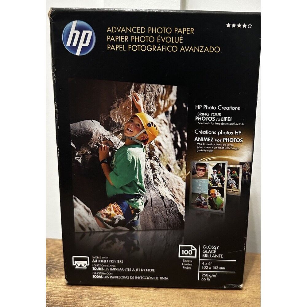 HP Advanced Borderless Photo Paper 4 x 6 Inch‎ Glossy 100 Pack NEW